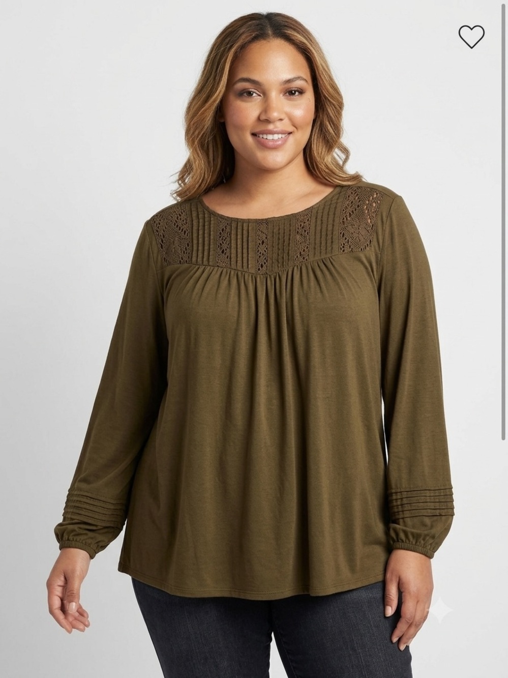 Lane Bryant Crochet Yoke Boho Blouse Brown 18/20